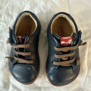 Camper Kids Navy Shoes with Tan Laces